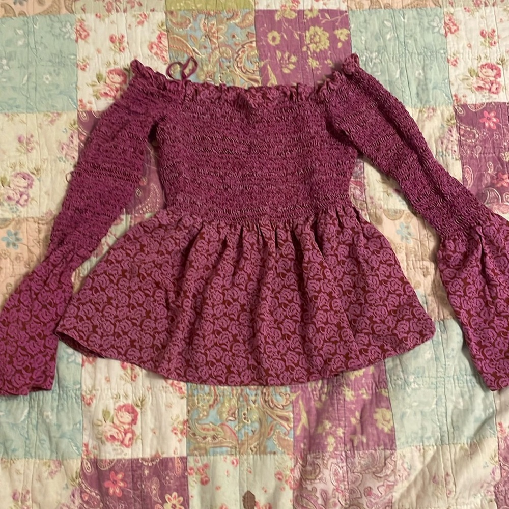 A.L.C off-shoulder long sleeve top y2k red violet